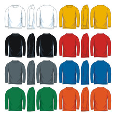 Colorful long sleeve t-shirt. Front side and back vector image