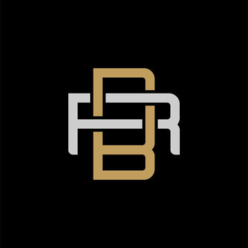 recommend clip art: Initial letter R and B, RB, BR, overlapping interlock logo, monogram line art style, silver gold on black background
