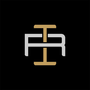 recommend clip art: Initial letter R and I, RI, IR, overlapping interlock logo, monogram line art style, silver gold on black background