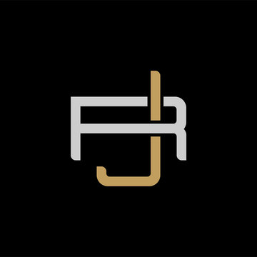 recommend clip art: Initial letter R and J, RJ, JR, overlapping interlock logo, monogram line art style, silver gold on black background