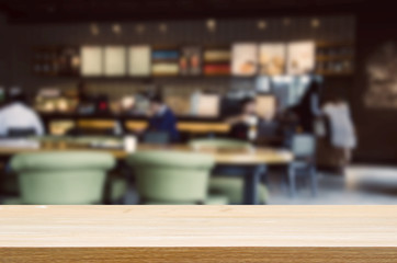 wood table top Blur coffee shop