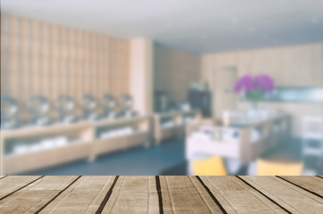 wood table top blur food bar hotel