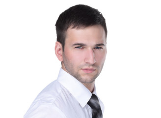 Portrait of a handsome business man isolated on white.