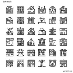 Real Estate Outline Icons perfect pixel. 