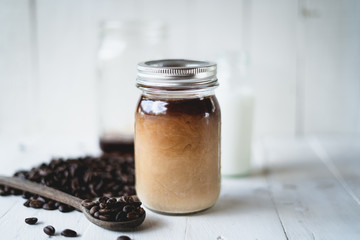 Cold brew coffee Arabica coffee In a glass bottle