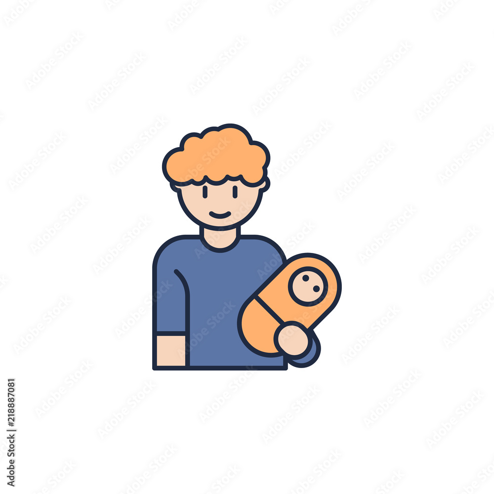 Poster father with baby colored icon. element of family icon for mobile concept and web apps. colored fathe