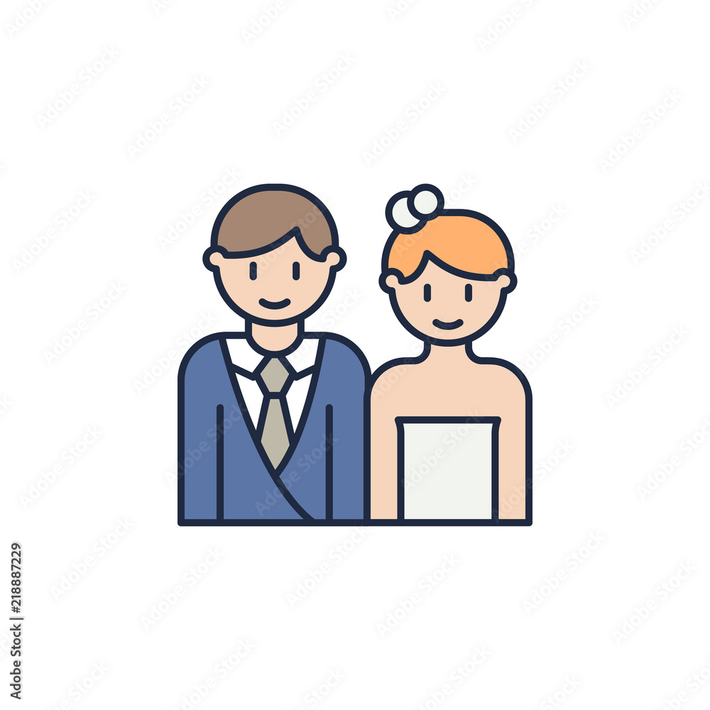 Poster newlyweds colored icon. element of family icon for mobile concept and web apps. colored newlyweds ic