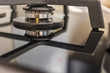 gas burner close-up, side view, soft selective focus