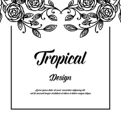 Tropical card template with floral frame vector illustration