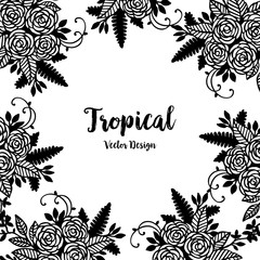 Tropical flower template hand draw for card vector illustration