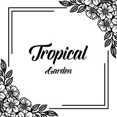 Greeting card tropical garden with floral vector illustration