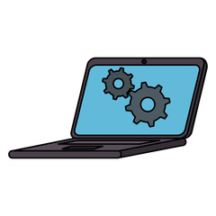 computer laptop with gears