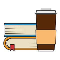 pile text books with coffee