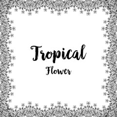 Tropical card with flower hand draw vector illustration