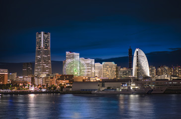 Big Wheel at Cosmo World Theme Park, Landmark Tower and Pacifico Yokohama Hall overlooking the Red...