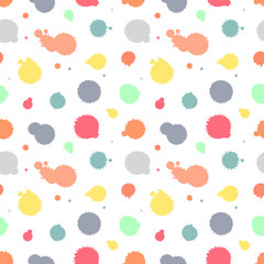 Seamless vector pattern, tile with inc splash, blots, smudge and brush strokes. Grunge endless template for web background, prints, wallpaper, surface, wrapping, repeat elements for design.