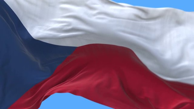 4k seamless Close up of Czech Republic flag waving in wind.A fully digital rendering,The animation loops at 20 seconds.flag 3D animation with alpha channel included.