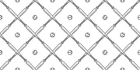 baseball Seamless pattern vector softball baseball bat scarf isolated tile background repeat wallpaper