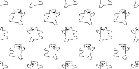 bear seamless pattern vector polar bear panda teddy isolated background cartoon doodle repeat wallpaper