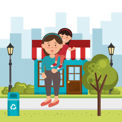 mother with daughter on the park