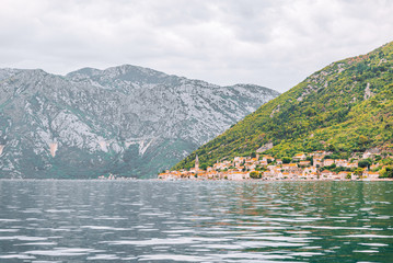 Fototapeta premium landscape view of montenegro bay. overcast weather