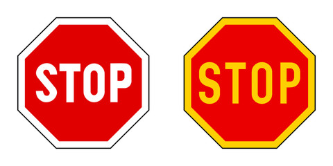 Stop sign. Version with slightly different fonts, yellow variant used in some parts of world.