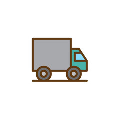 Delivery truck filled outline icon, line vector sign, linear colorful pictogram isolated on white. goods carrying truck symbol, logo illustration. Pixel perfect vector graphics