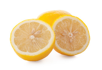 Ripe lemons on white background