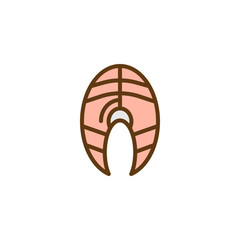 Salmon fish slice filled outline icon, line vector sign, linear colorful pictogram isolated on white. Trout steak symbol, logo illustration. Pixel perfect vector graphics