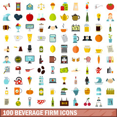 100 beverage firm icons set in flat style for any design vector illustration
