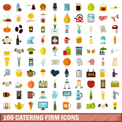 100 catering firm icons set in flat style for any design vector illustration