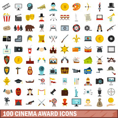 100 cinema award icons set in flat style for any design vector illustration