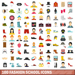 100 fashion school icons set in flat style for any design vector illustration