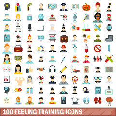 100 feeling training icons set in flat style for any design vector illustration