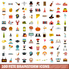 100 fete brainstorm icons set in flat style for any design vector illustration