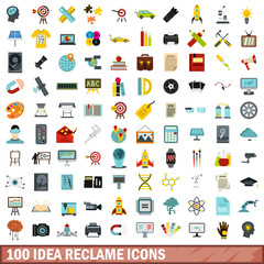 100 idea reclame icons set in flat style for any design vector illustration