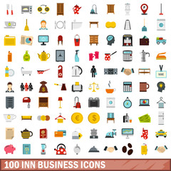 100 inn business icons set in flat style for any design vector illustration