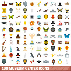 Fototapeta premium 100 museum center icons set in flat style for any design vector illustration