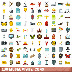 100 museum site icons set in flat style for any design vector illustration