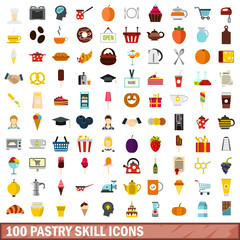 100 pastry skill icons set in flat style for any design vector illustration