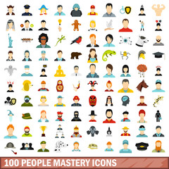 100 people mastery icons set in flat style for any design vector illustration