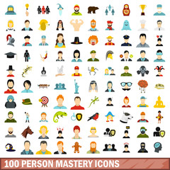 100 person mastery icons set in flat style for any design vector illustration