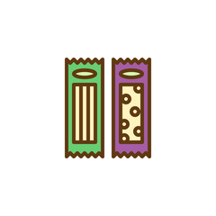Pasta Packaging filled outline icon, line vector sign, linear colorful pictogram isolated on white. Spaghetti pack symbol, logo illustration. Pixel perfect vector graphics