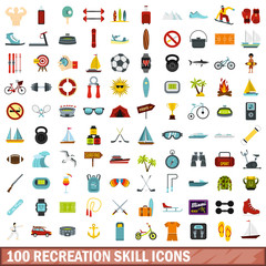 100 recreation skill icons set in flat style for any design vector illustration