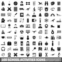 100 school activities icons set in simple style for any design vector illustration