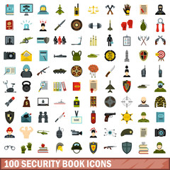 100 security book icons set in flat style for any design vector illustration