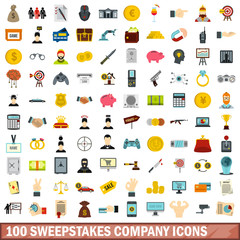 Fototapeta na wymiar 100 sweepstakes company icons set in flat style for any design vector illustration