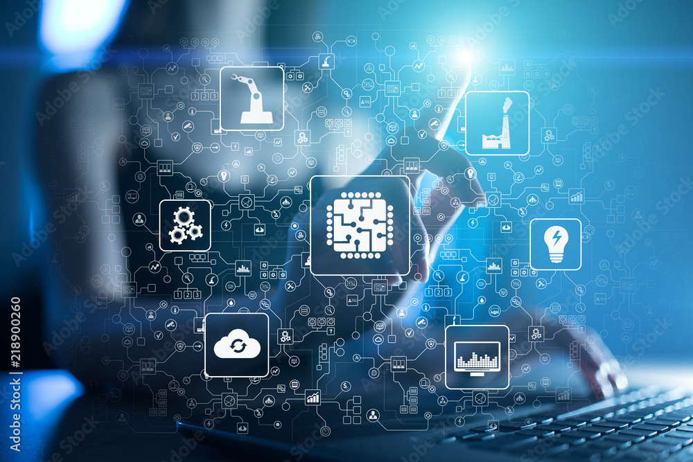 Poster microchip, cpu, processor, microcircuit computing engineering. modernization and business automation