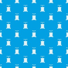 Traditional wooden press for grapes pattern repeat seamless in blue color for any design. Vector geometric illustration