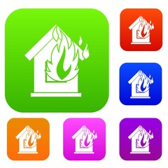Preventing fire set icon in different colors isolated vector illustration. Premium collection
